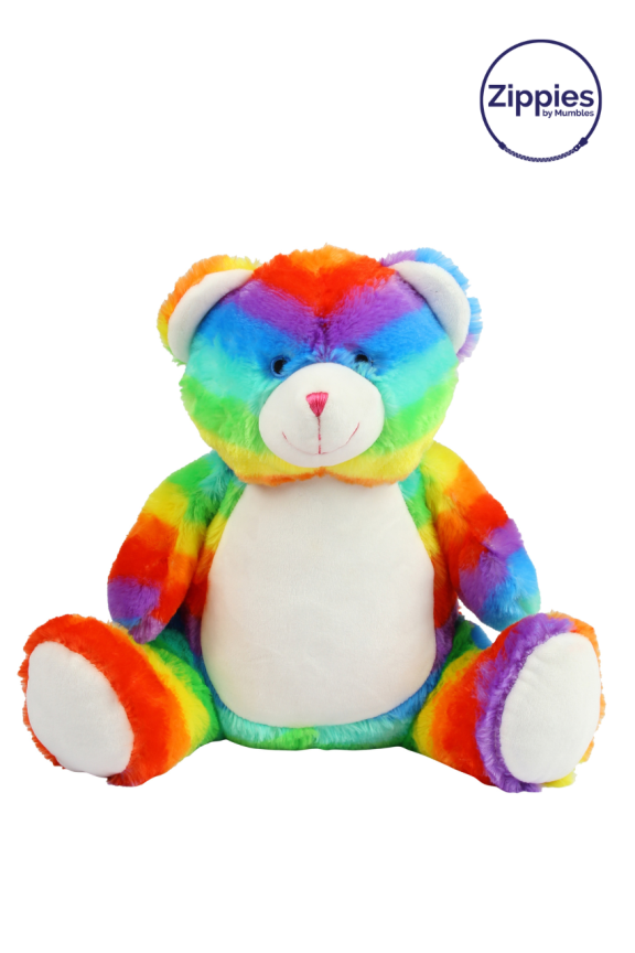 Zippie Rainbow Bear Plush Toy - Customizable & Colorful