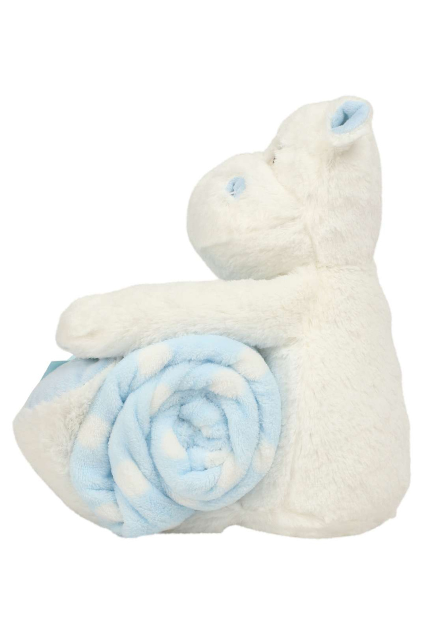 Soft Plush Hippo Toy with Velour Blanket