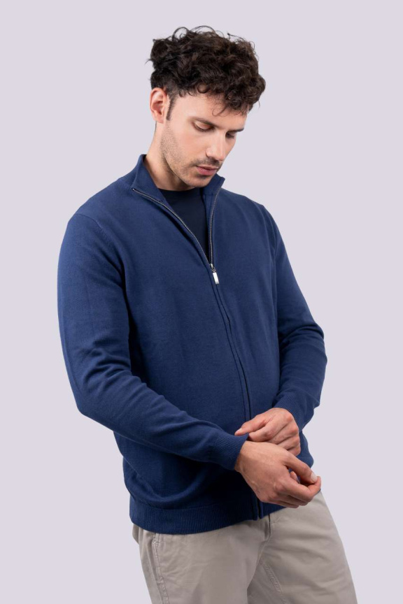 Men’s Full Zip Fine Gauge Cotton Cardigan