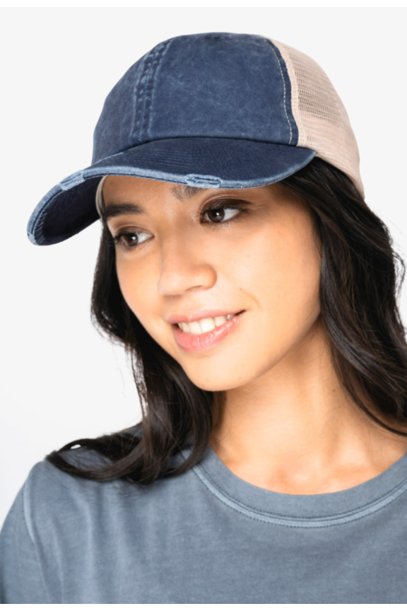 Șapcă Trucker Unisex Eco-Friendly cu Efect Ripped