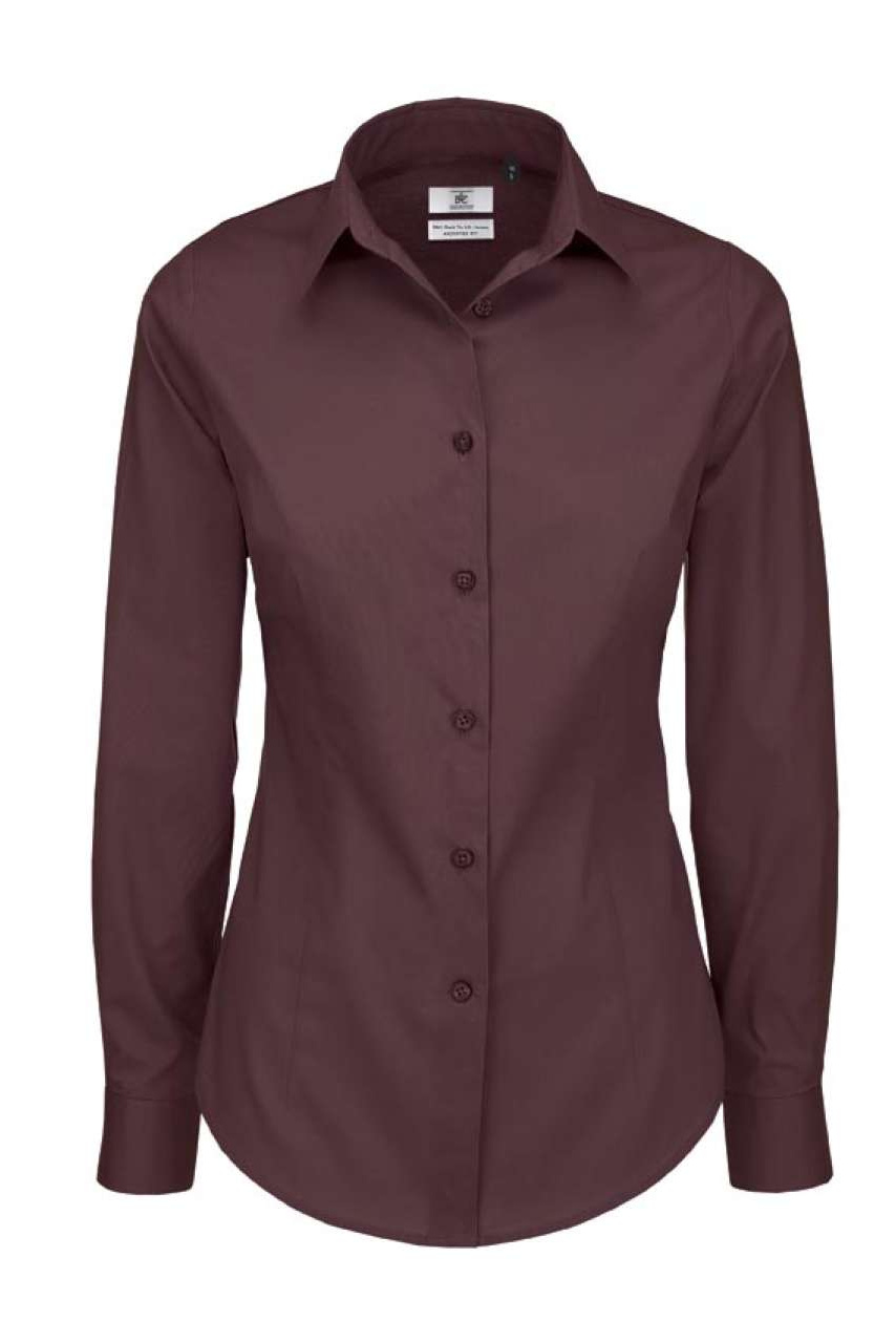 Women's Black Tie Long Sleeve Shirt - Elegant Poplin