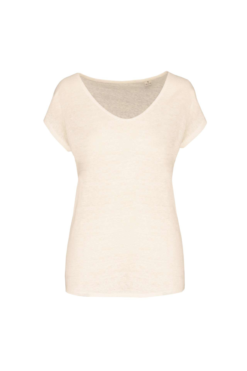 Women's V-Neck Linen T-Shirt - Stylish & Breathable