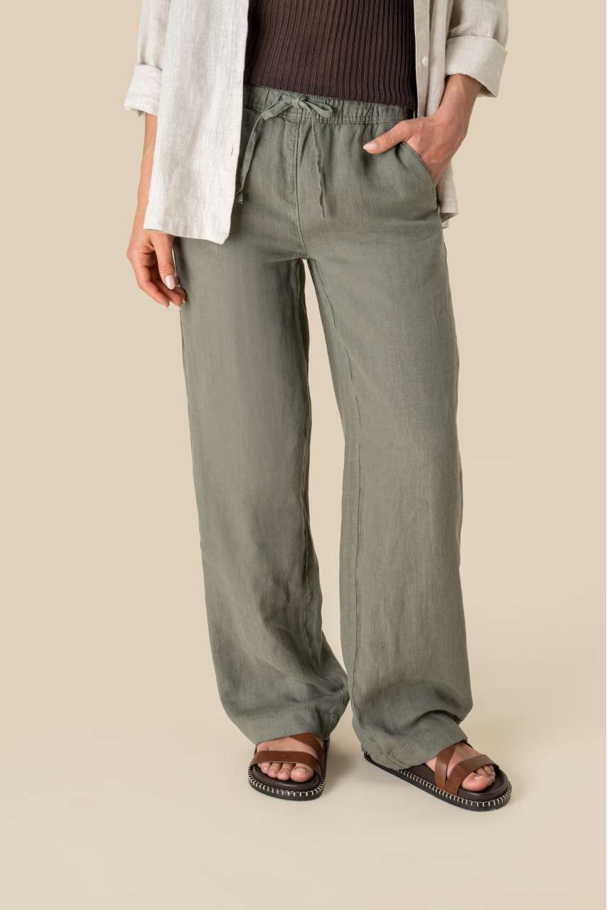 Pantaloni damă din in cu efect spălat eco-friendly