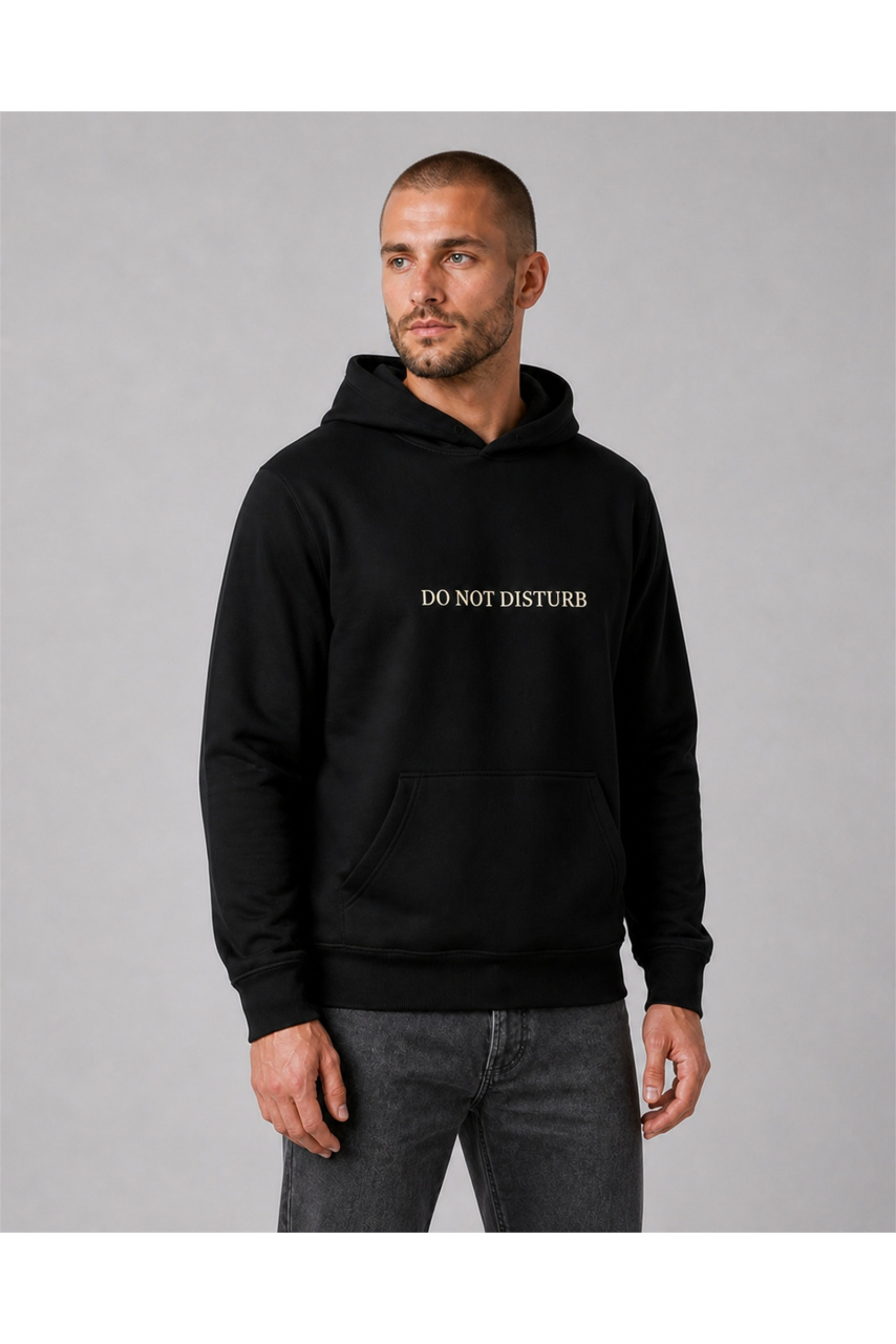 Men's DO NOT DISTURB Cotton-Blend Hoodie, Black | Reborne