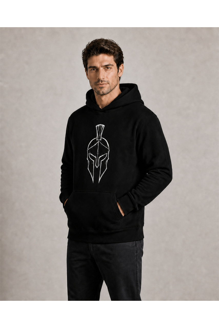 Hanorac bărbați Spartan Guard, bumbac, casual, streetwear, negru