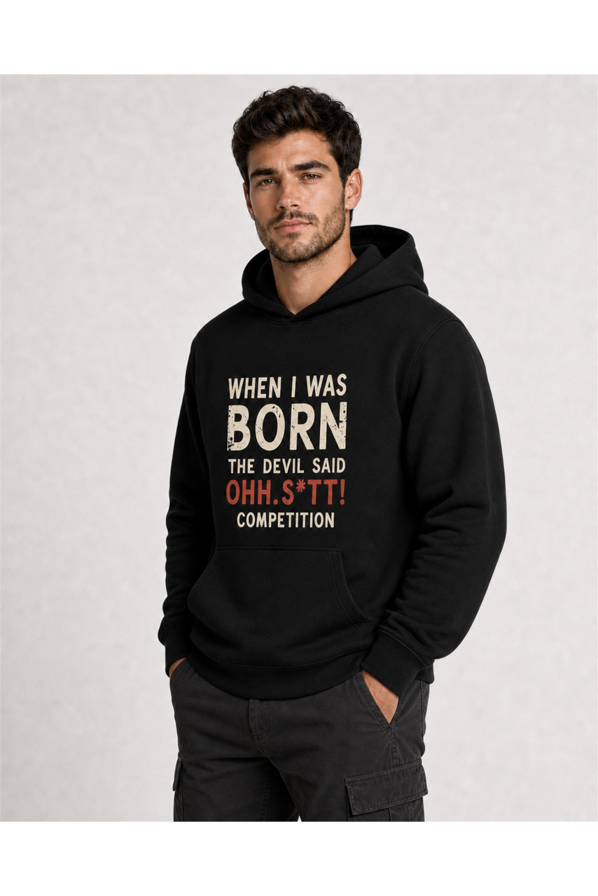 Hanorac bărbați Born Is Hell, bumbac, urban, negru