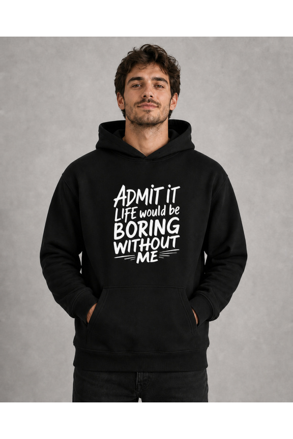 Hanorac bărbați Admit It, bumbac, casual, negru