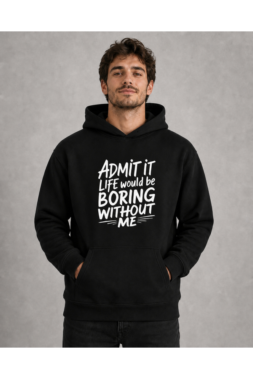 Hanorac bărbați Admit It, bumbac, casual, negru