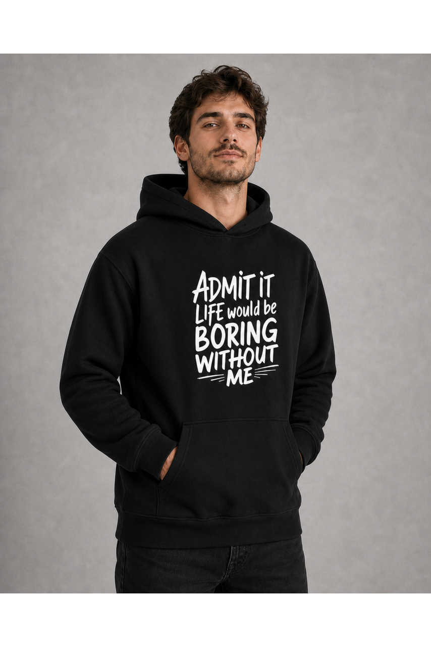 Hanorac bărbați Admit It, bumbac, casual, negru