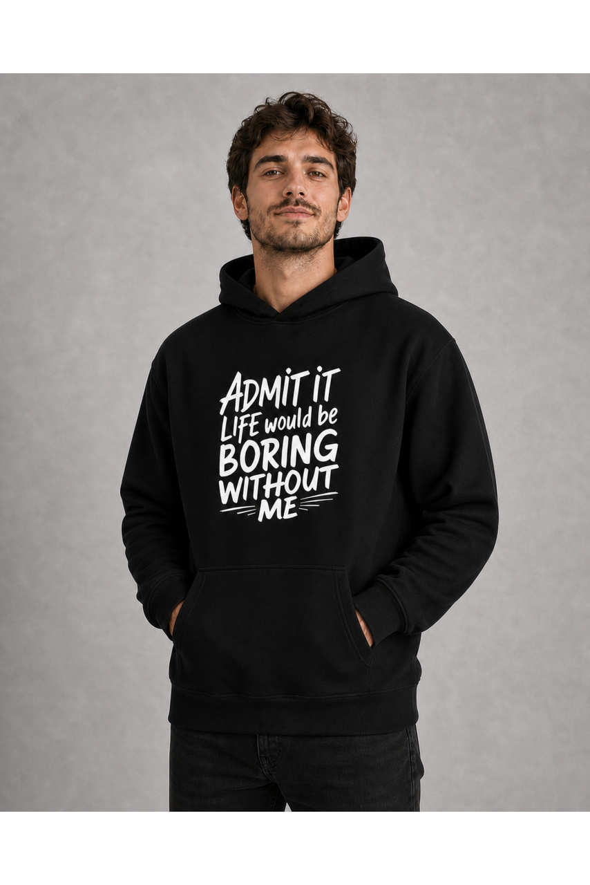 Hanorac bărbați Admit It, bumbac, casual, negru