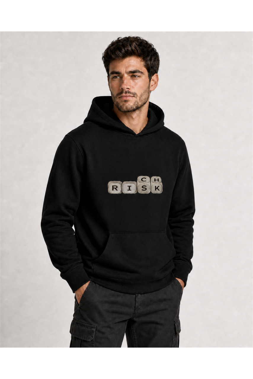 Hanorac bărbați Risk Keys, bumbac, streetwear, negru