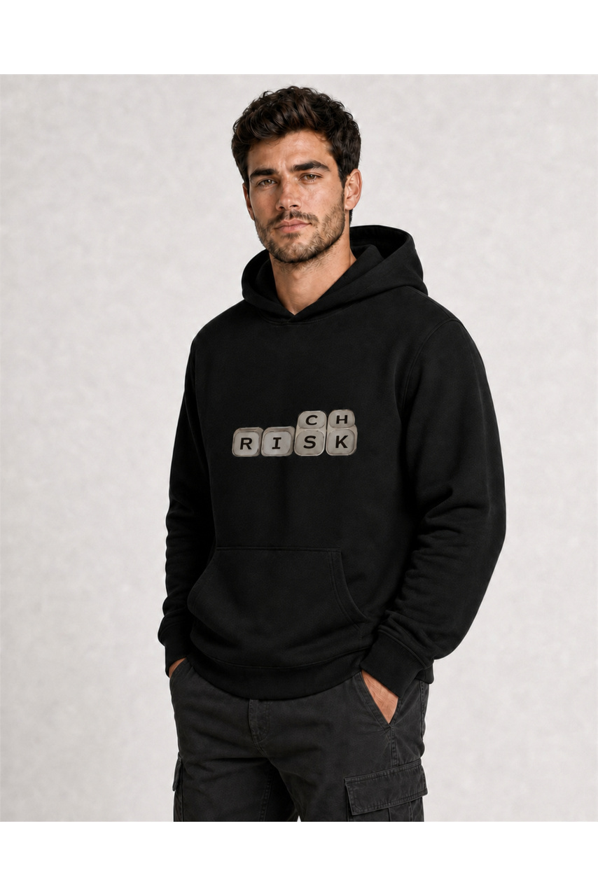 Hanorac bărbați Risk Keys, bumbac, streetwear, negru