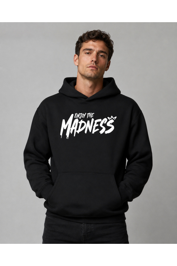 Men's Enjoy the Madness cotton hoodie, black