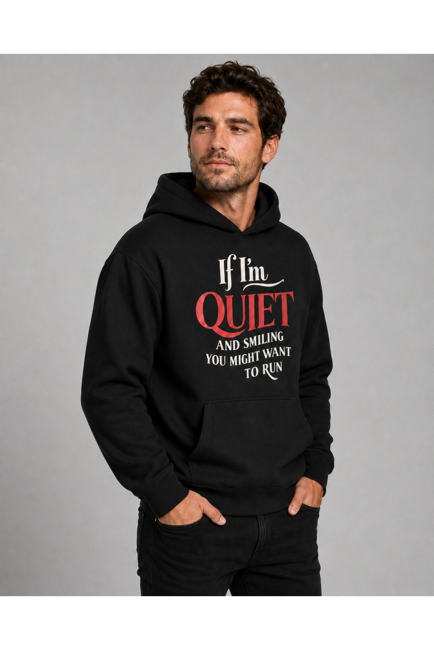 Hanorac bărbați Quiet Smile, bumbac, negru