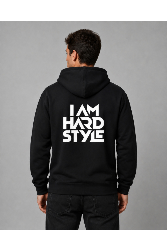 Men's I Am Hard Style cotton hoodie, urban casual, black