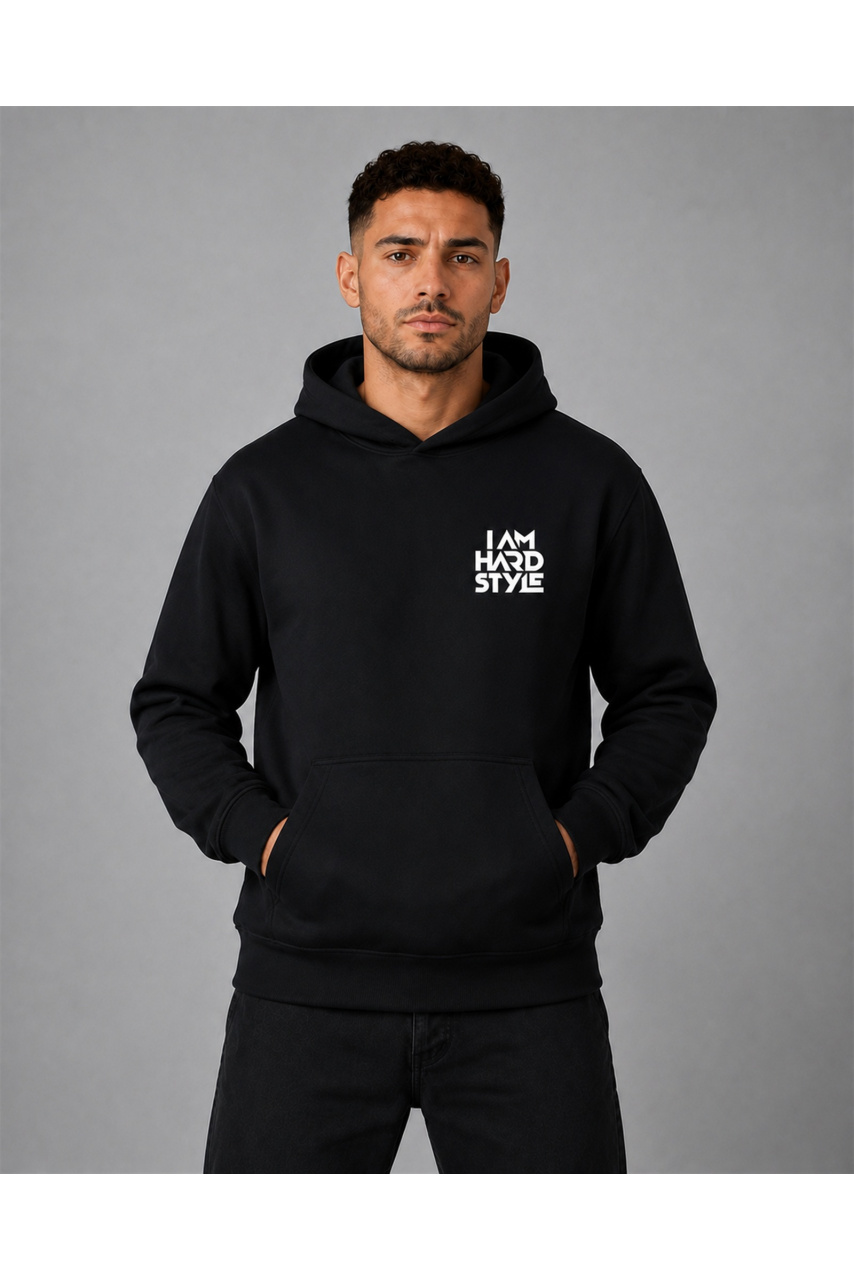 Men's I Am Hard Style cotton hoodie, urban casual, black
