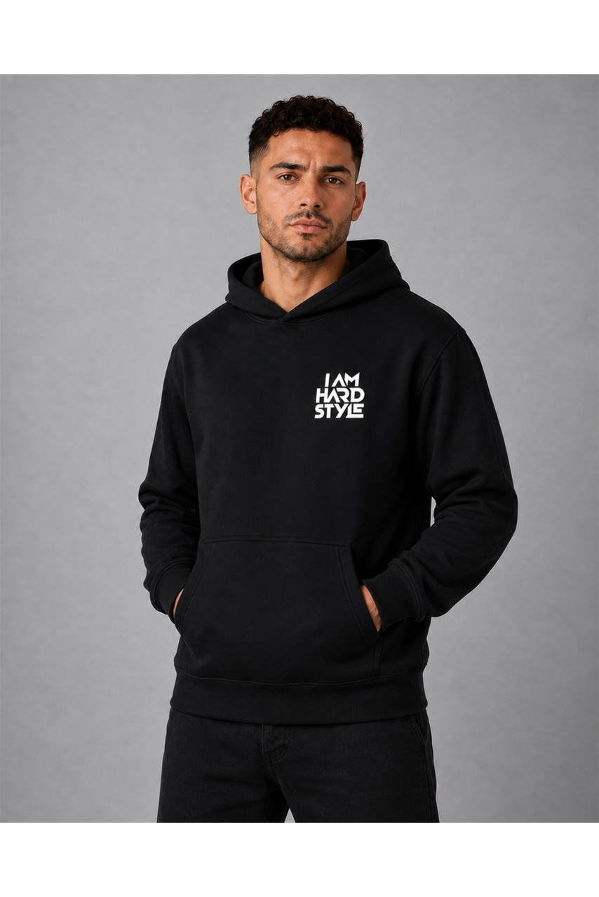 Men's I Am Hard Style cotton hoodie, urban casual, black